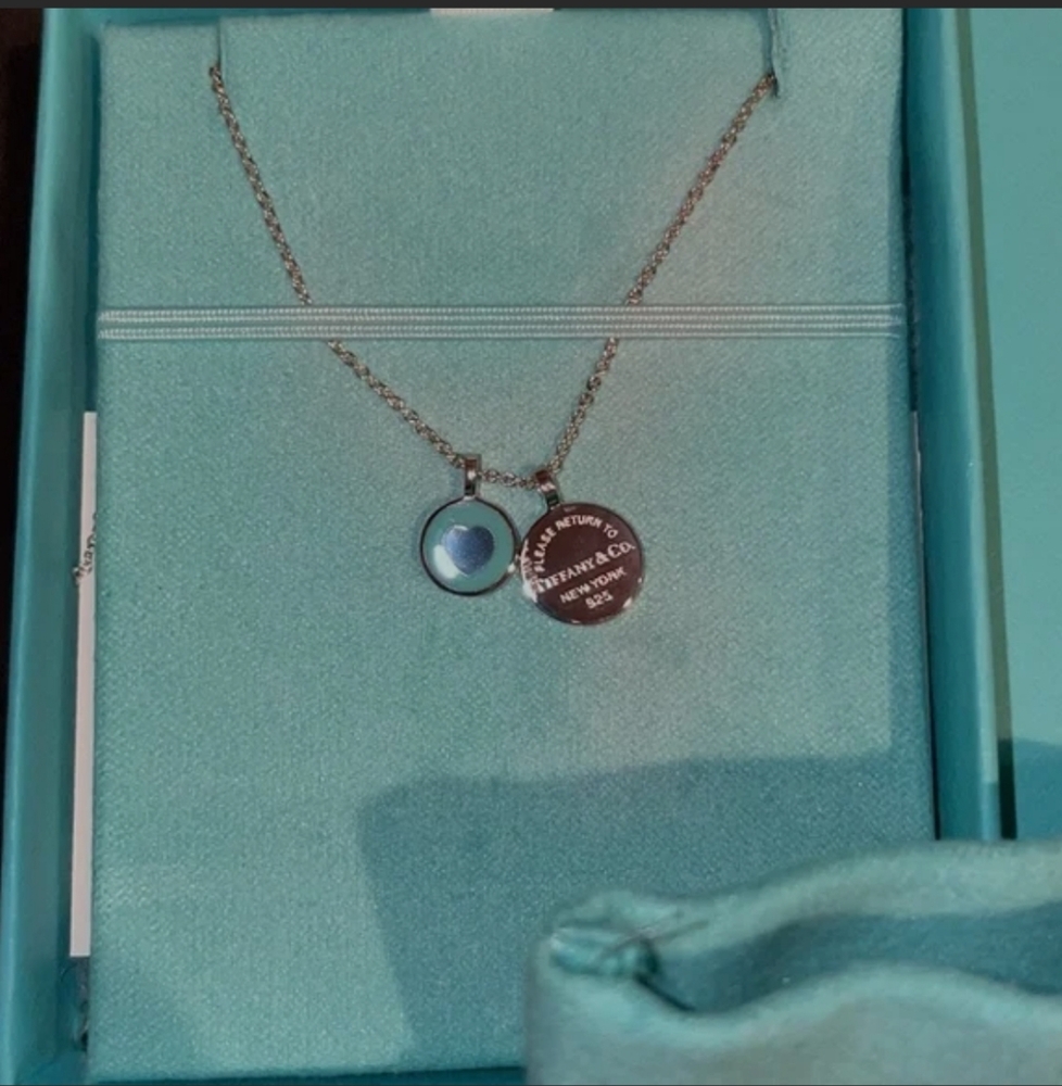 Authentic RT Tiffany & Co. Small Circles Duo Enamel Pendant Adjustable Necklace - Picture 7 of 11